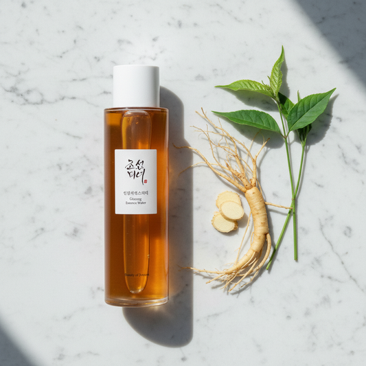 Ginseng Essence - Marble Flat Lay